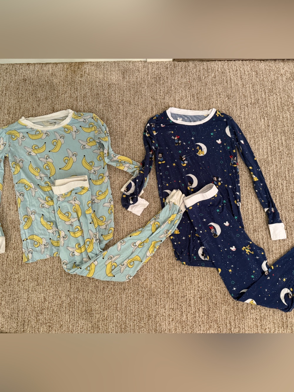 Little Sleepies Two-Pack Pajama Sets - Light Blue Banana & Mickey